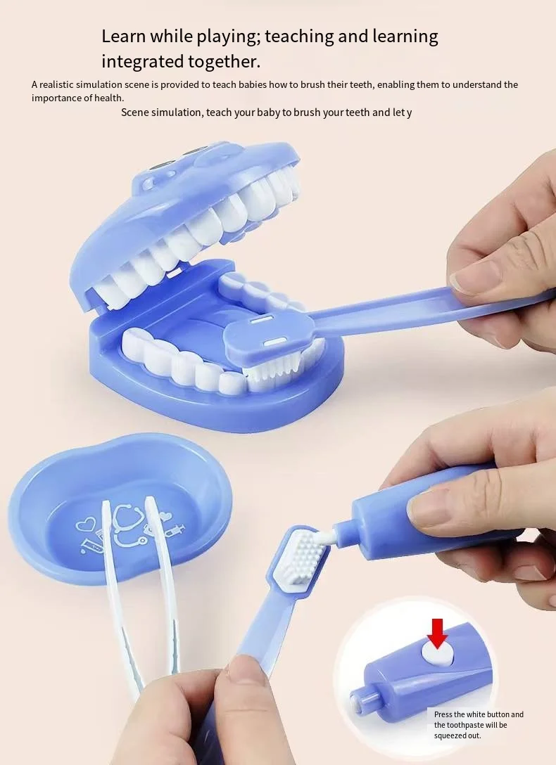 Early Education Toy Set Oral Brushing Practice Toy Little Doctor Injection Pretend Play for Girls and Boys