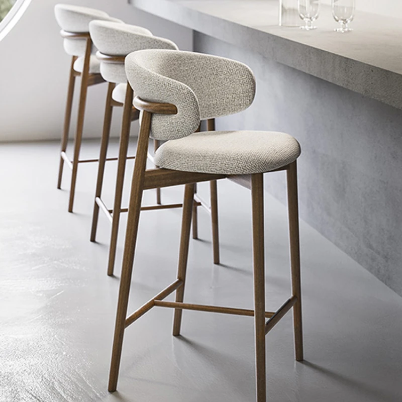 China Back Bar Stools Wood Commercial Walnut Sturdy Modern Kitchen Bar Stools Living Room Island Barhocker High End Furniture