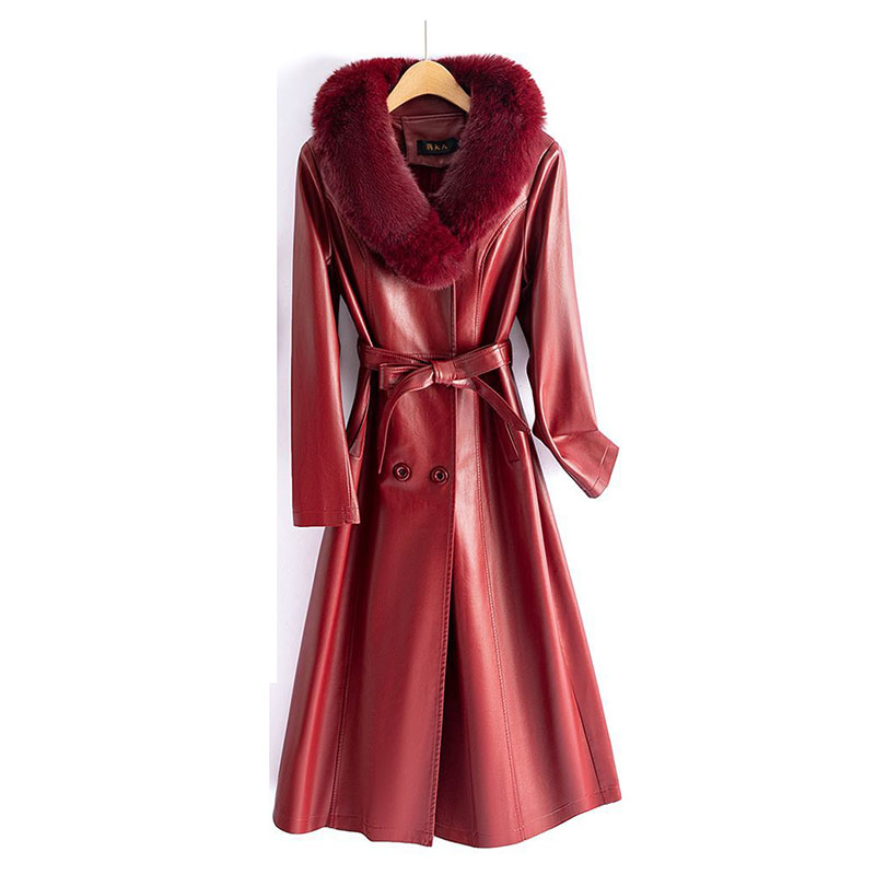Couro real feminino de comprimento médio grosso couro 2025 novo inverno novo temperamento de pele de carneiro moda feminina casaco de couro h178