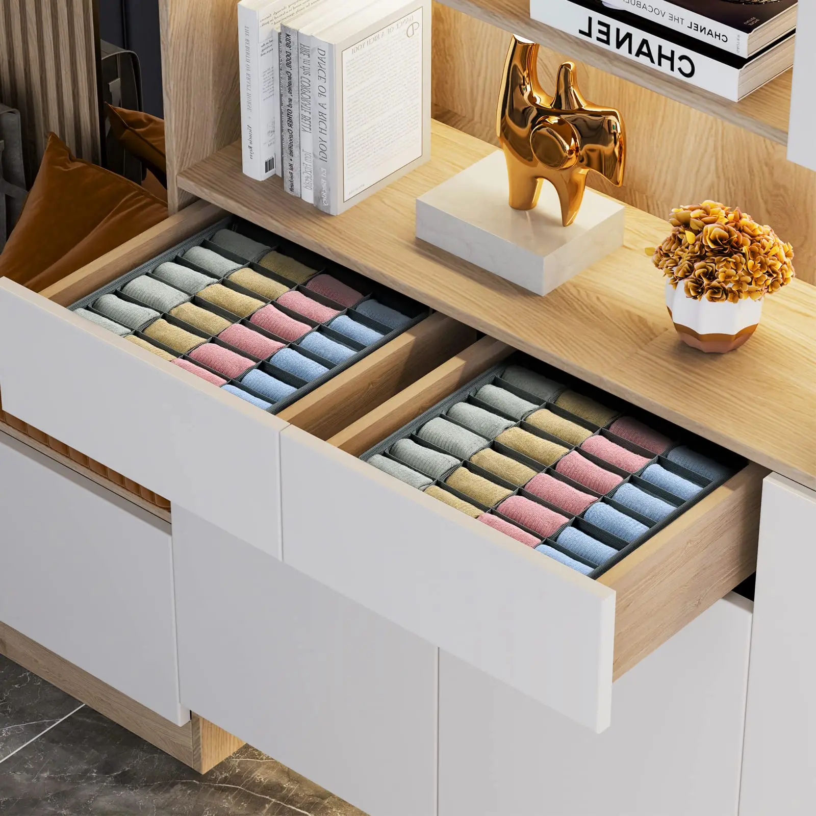 Organizzatore per cassetti per calzini Divisori per biancheria intima 24 supporti per organizer per armadio a celle per riporre calzini, fazzoletti, cravatte, cinture