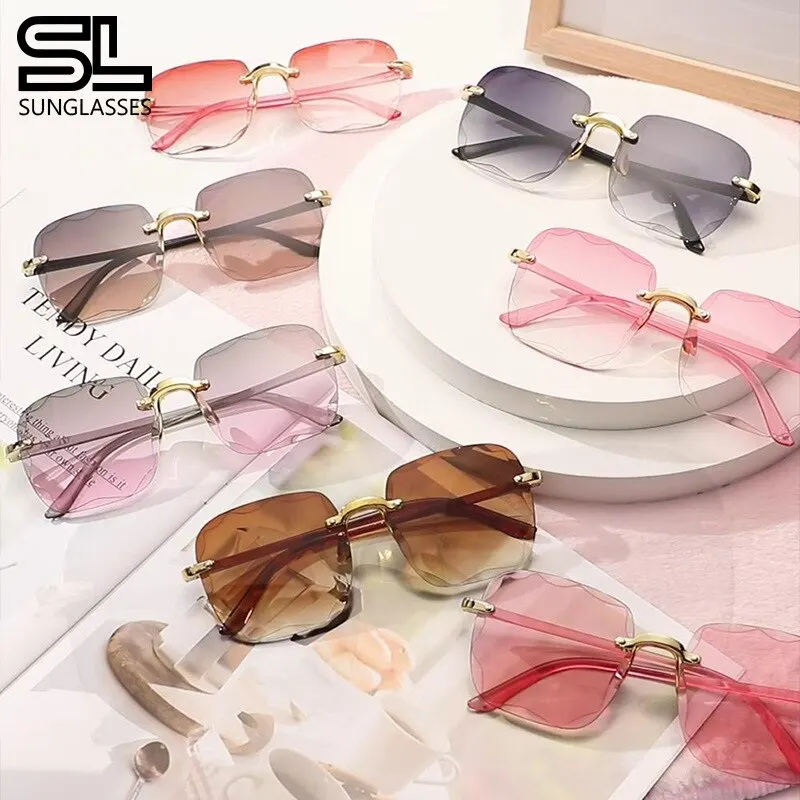 Quadrado Frameless clássico Gradiente Mulheres Sunglasses