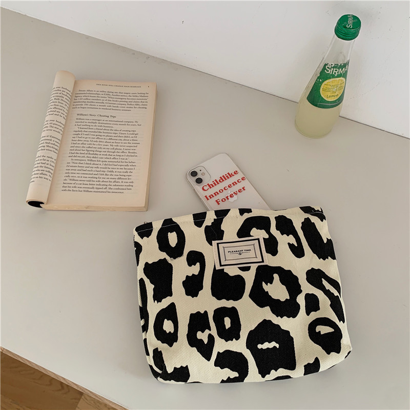 Rosa Leopardenmuster Damen Kosmetiktasche Retro Blume Damen Kleine Clutch Geldbörse Reisehandtaschen Schulmädchen Bleistift Aufbewahrungstaschen
