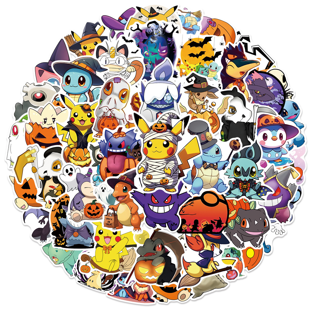 50PCS Halloween Pokemon Graffiti Aufkleber Telefon Tabletten Koffer Party Notebooks Schreibwaren Dekor Wasserdichte Aufkleber