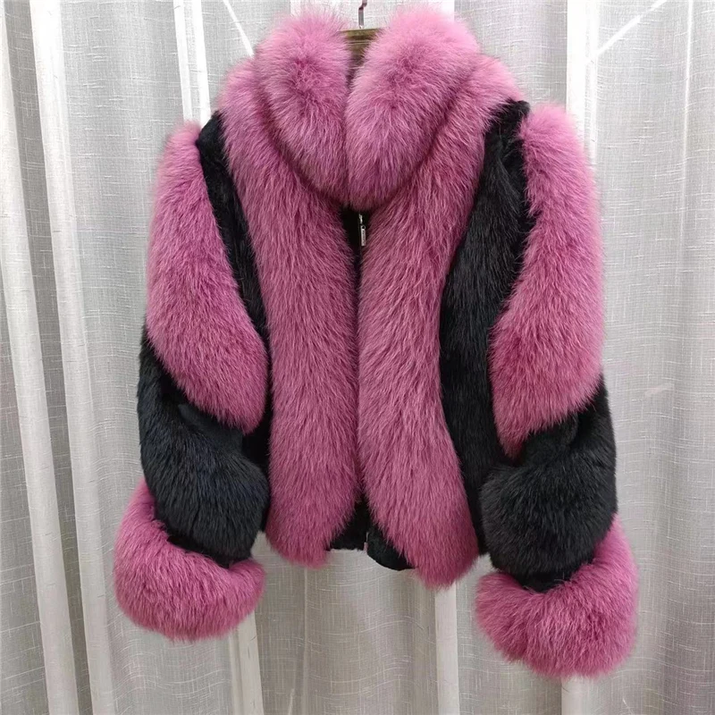 Luxury Real Fox Pelz Mantel Frauen Winter Jacke Kurze Dicke Warme Natürliche Echte Silber Fuchs Pelz Oberbekleidung Top Qualität