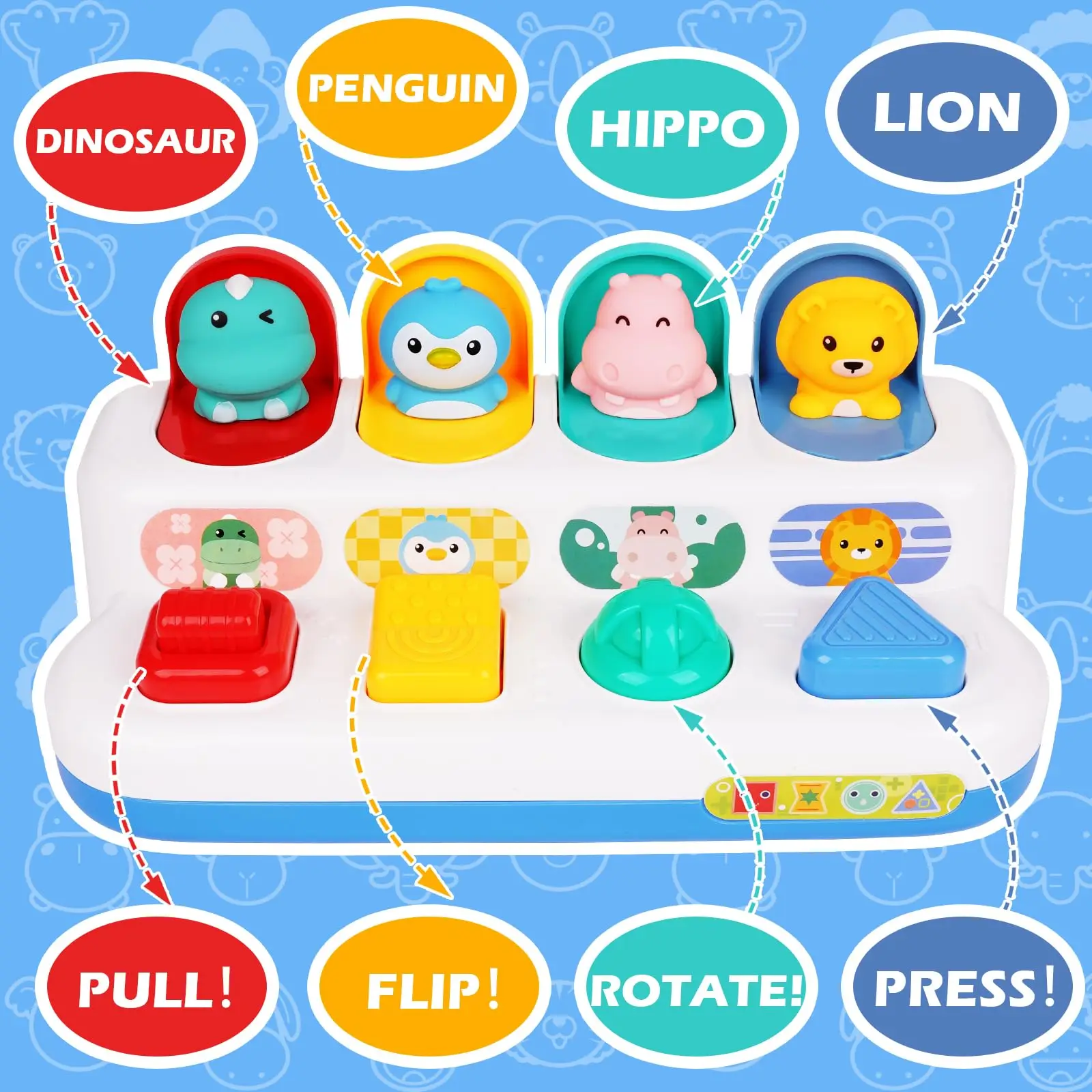 Interaktives Aktivitäts-Pop-Up-Spielzeug für Babys, Ohren- und Effektspielzeug, Baby-Entwicklungsspiele, Montessori-pädagogisches Lernspielzeug