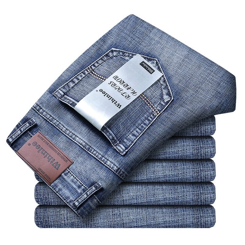 Wthinlee New Business Jeans da uomo Casual Dritto Stretch Moda Classico Blu Nero Pantaloni da lavoro in denim Abbigliamento di marca maschile