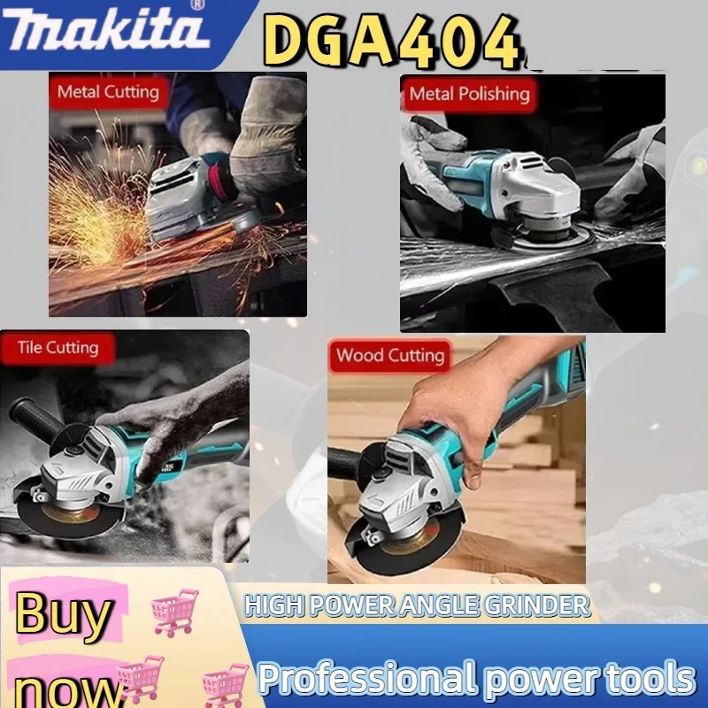 2026 Makita 18V 100mm DGA404 Brushless Lithium Electric Angle Grinder Rechargeable Cutting Machine High Power Polishing Machine