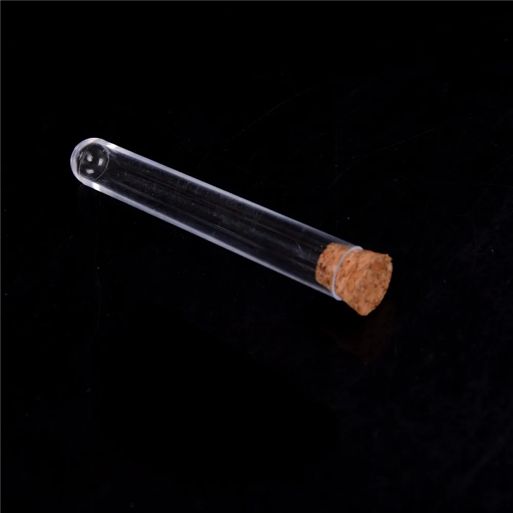 Tubo de ensayo de plástico de 15x100mm con corcho 6 pulgadas 20ml claro, Pack10, tubo de regalo para experimento de laboratorio, botella rellenable