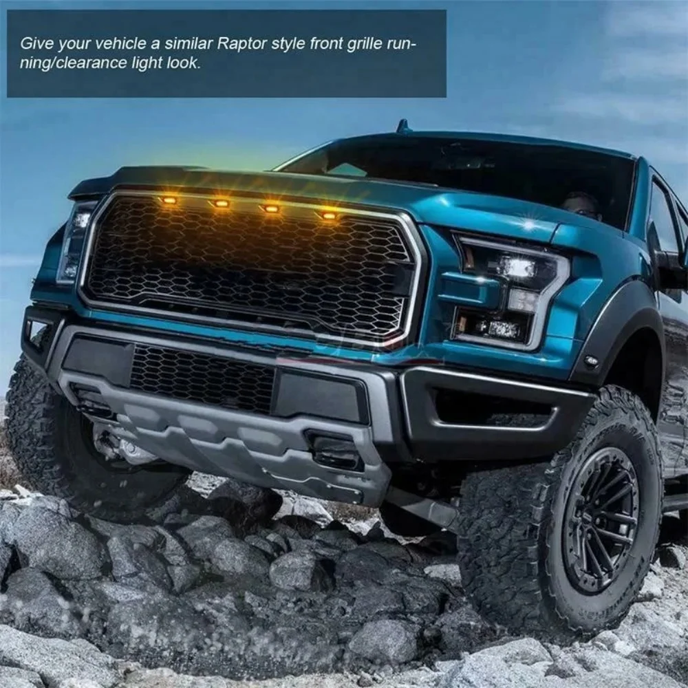 Universele Auto Front LED Grille Licht Gerookt Amber Wit 12LED Grill Licht Eagle Eye Lamp Voor Off Road Kofferbak SUV Ford Toyota 12V