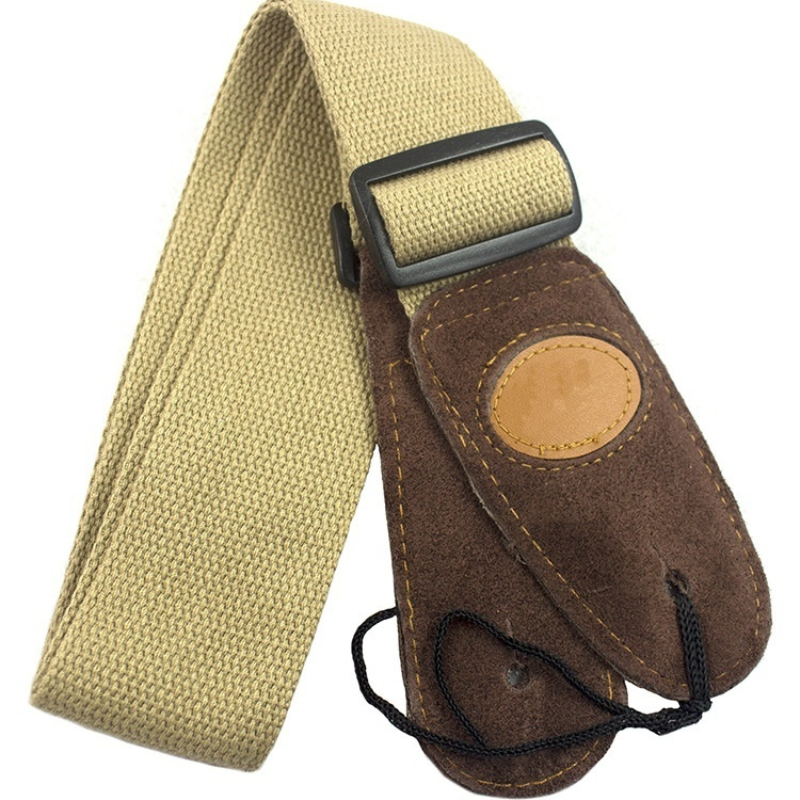 Correa de guitarra de algodón con cabeza de piel de vaca, guitarra eléctrica, guitarra folclórica, guitarra acústica, correa de guitarra Universal