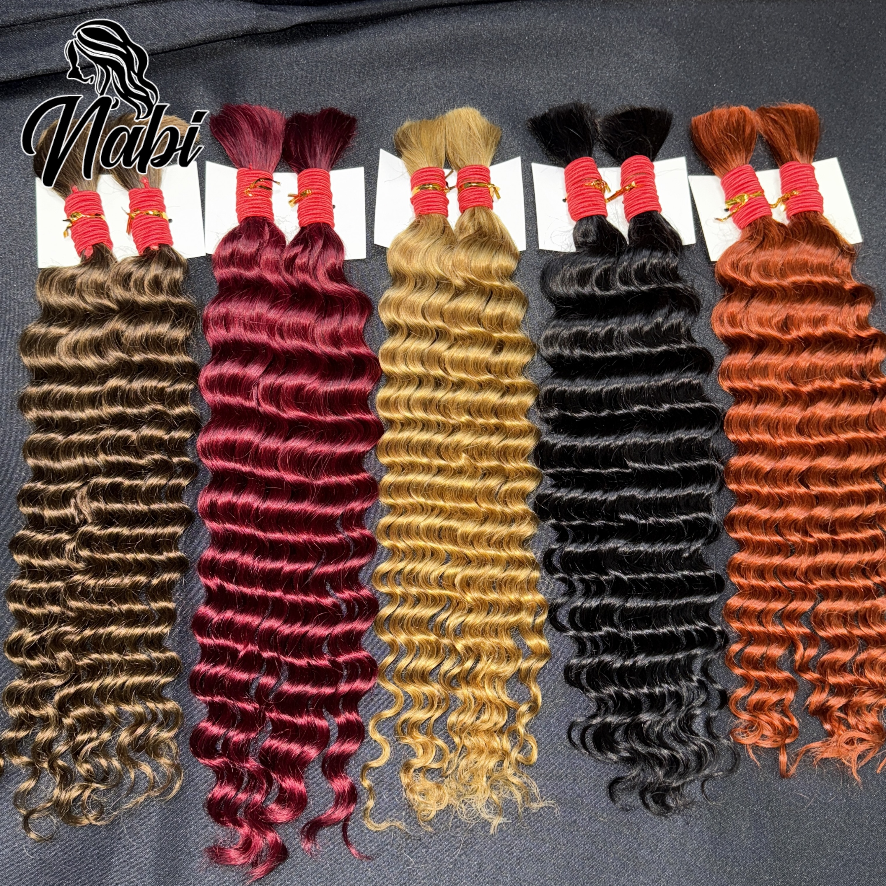 NABI Highlight Honey Blonde Deep Wave Hair Bundles No Weft for Boho Braids 100% Human Hair Extension Bundles for Boho Braiding