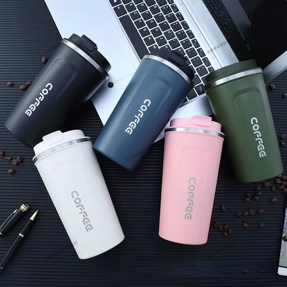 Taza de café de acero inoxidable de 380ml/510ml, Taza térmica de viaje, termo a prueba de fugas, botella de té y café, termo de estilo empresarial para oficina