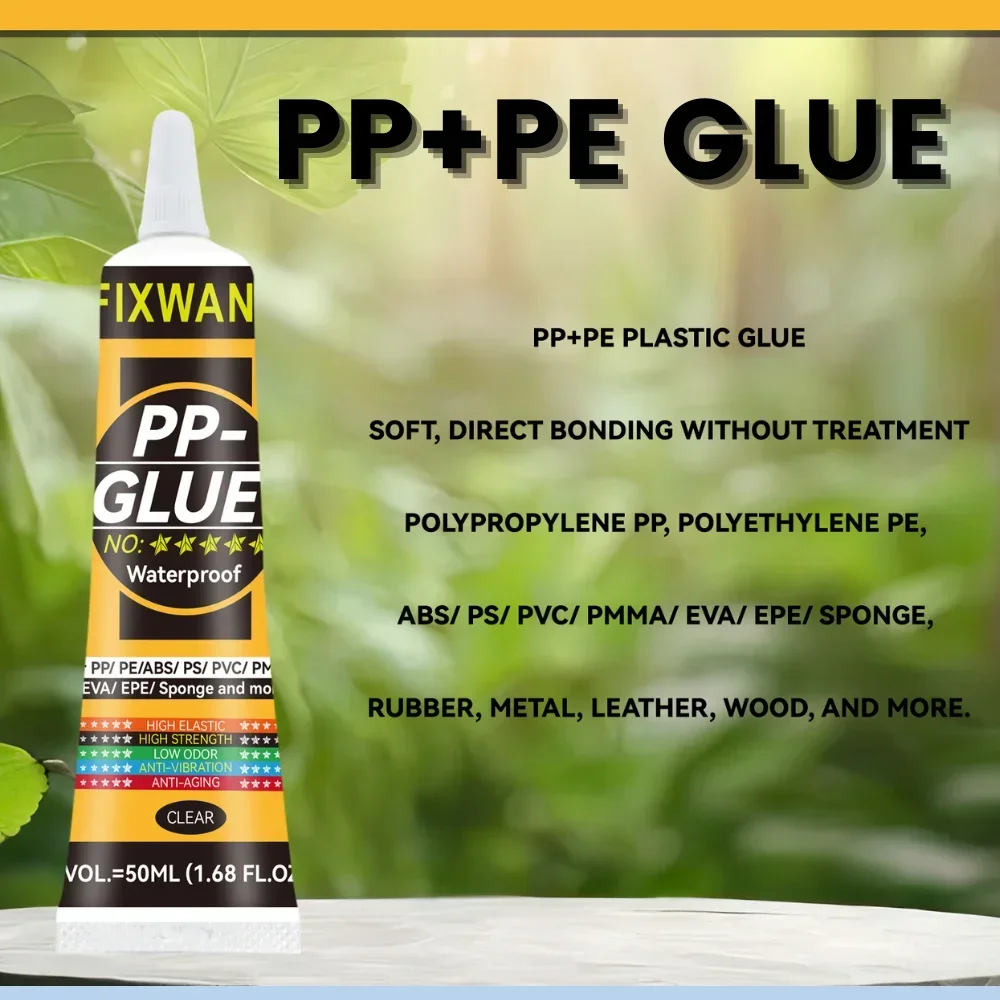 Pegamento especial de plástico PP polipropileno/poletileno PE PPT/policarbonato de PC/TPE/TPU/acrílico/ABS sin tratamiento 50ML