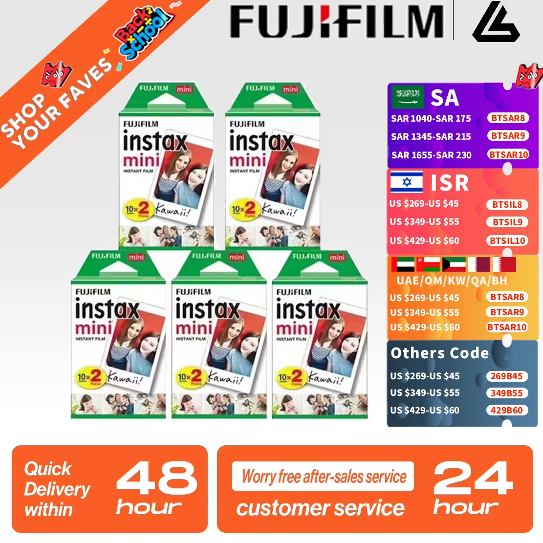 Оригинальная пленочная бумага Fujifilm Instax Mini 10-100 листов для мгновенных фотоаппаратов Fuji Instax Mini 12 11 9 40 70 90 Link Liplay EVO