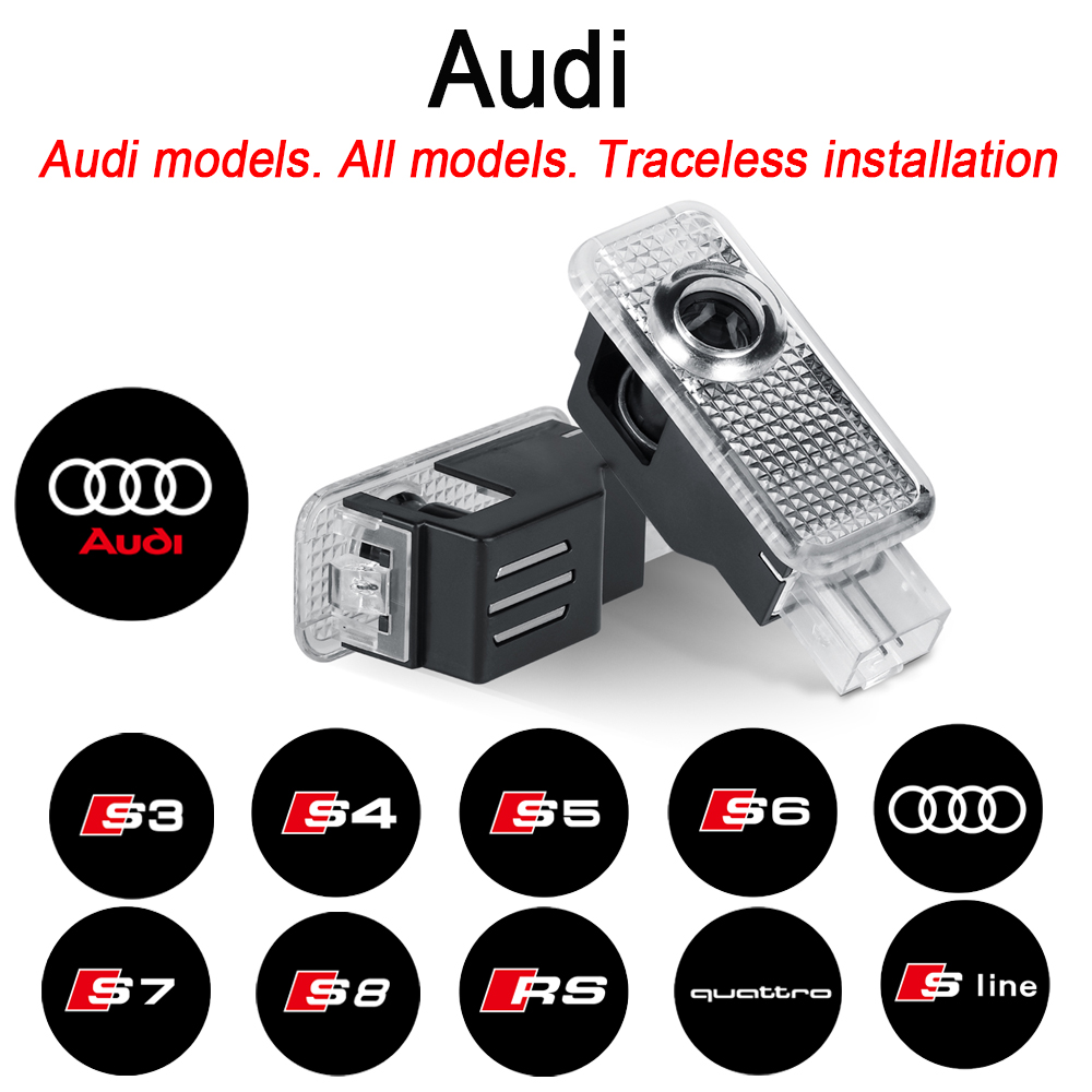 LED Door Sign Welcome Light Laser Projection Light For Audi Sline S3 S4 S5 S6 S7 RS Quattro Q7 Q5 A4 Car Accessories Decoration
