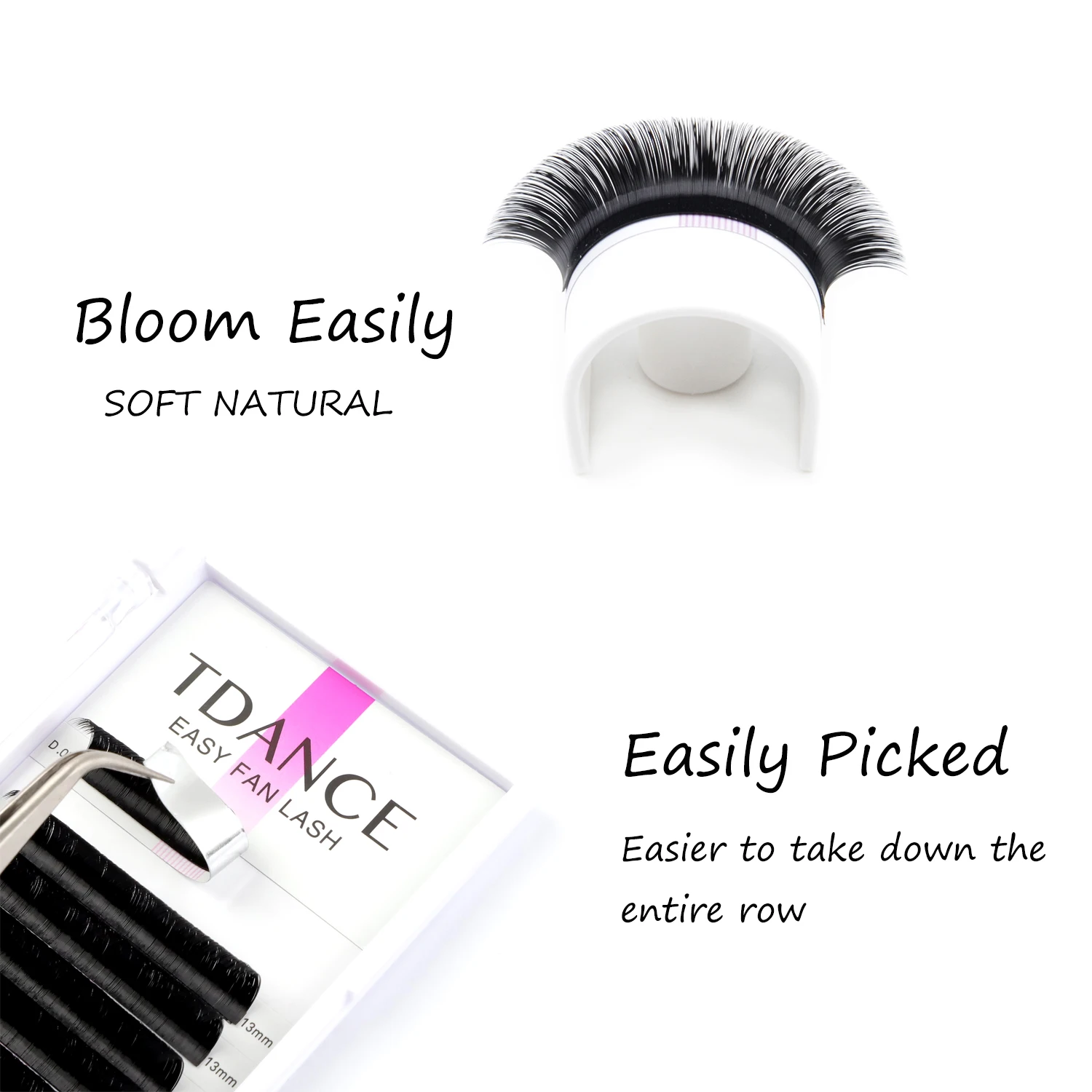 TDANCE EasyพัดลมขนตาBloom Eyelash Extensionความหนา 0.05 0.07 AustomaticดอกFastพัดลมSelf-ทำแฟนVolume Lashes