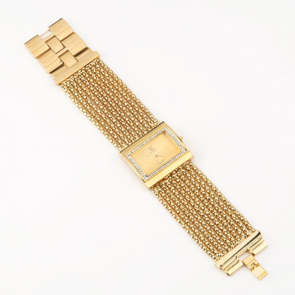 Relógio de pulso de quartzo multicamadas feminino, miçangas de liga, pulseira, analógico, moda