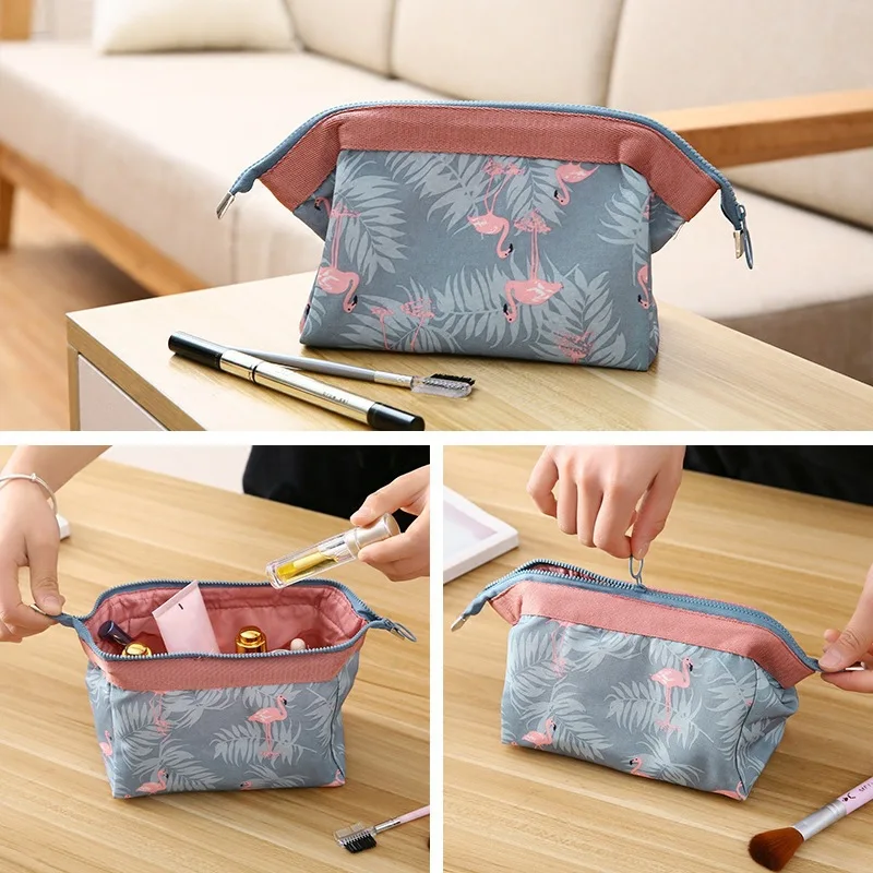 Wasserdichte Make-up-Tasche aus Segeltuch, kleine tragbare Make-up-Tasche, tragbare Reise-Make-up-Tasche, einfache Aufbewahrungstasche mit großer Kapazität