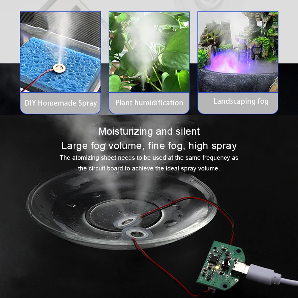 DC5V Ultrasonic Atomizer Sheet Type-C Interface Air Humidifier Spray Module Spray DIY Humidifier Kit Mist Maker Driver Circuit