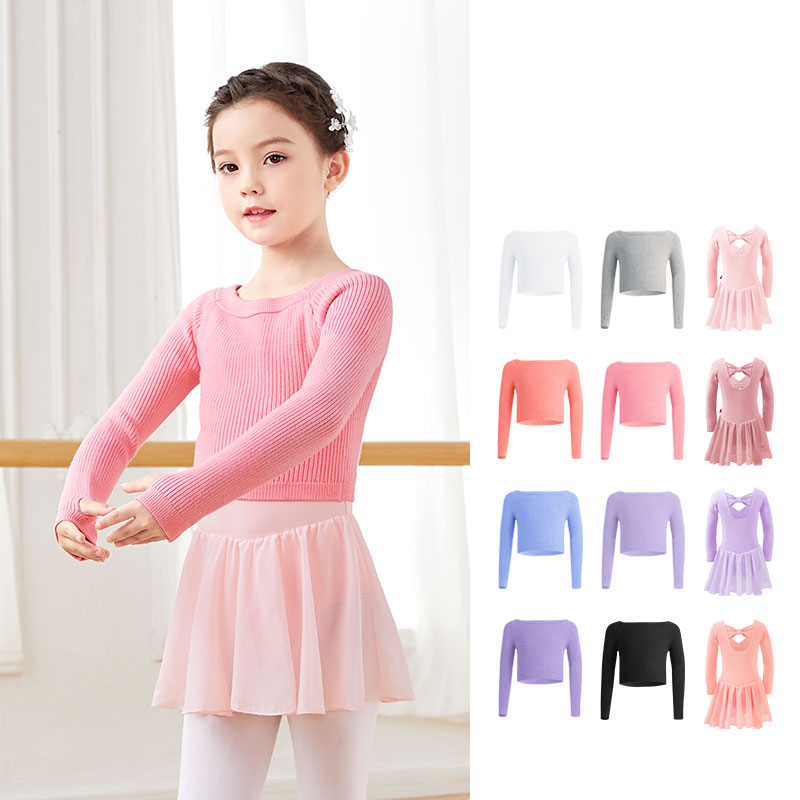 Ballet superior meninas jaqueta de balé camisola crianças dança malhas camisola quente térmica casaco de dança barco pescoço de malha dança topos jaqueta