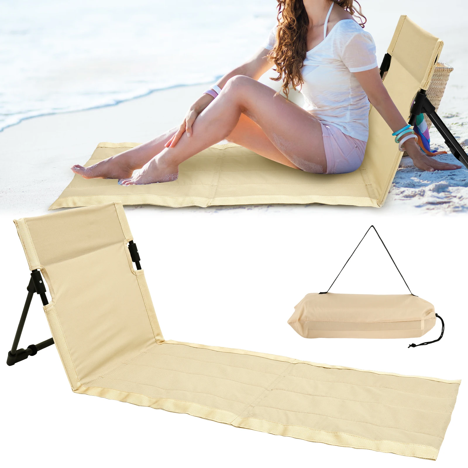 Silla plegable para acampar al aire libre, tela Oxford, silla de suelo para acampar, jardín, parque, silla individual perezosa, cojín con respaldo, silla trasera para Picnic