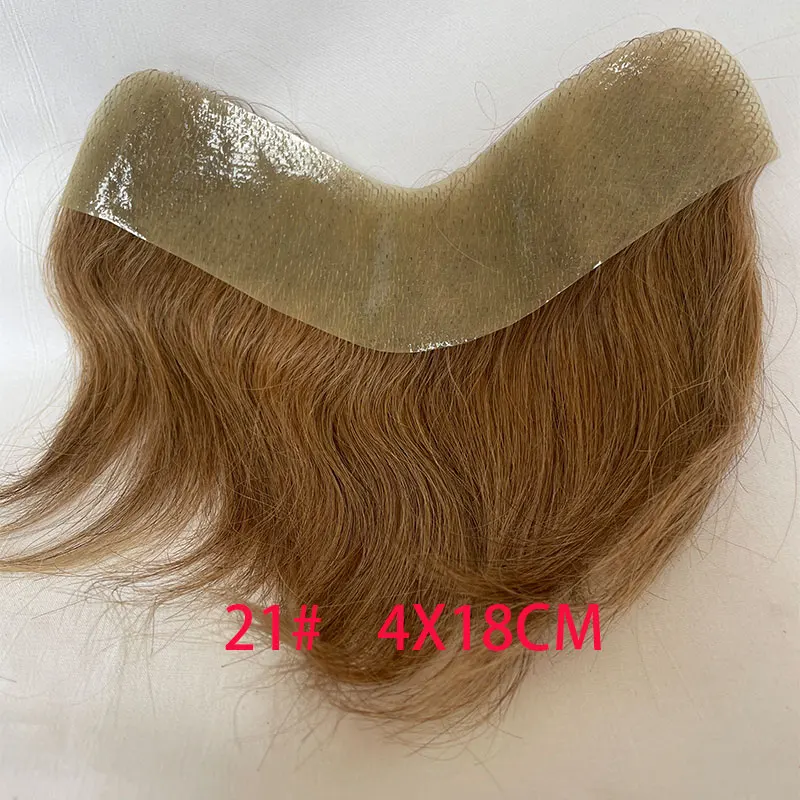 4 × 18 センチメートルスキン PU かつら男フロントヘアライン V スタイル人毛ウィッグ男性のための 100% 人間レミーかつらシステム高品質男性かつら
