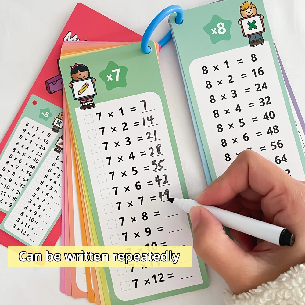 Children Multiplication 1-12 Table Flashcards Maths Fact Skill Improve Arithmetic Learning Tools for Kindergarten Primary School