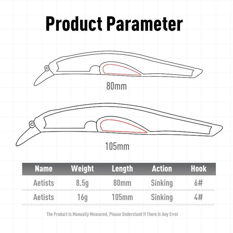 Künstler FR Silence Sinking Minnow Angelköder 80 mm 105 mm Jerkbaits Gute Action-Wobbler Hochwertige harte Köder Wolfsbarsch