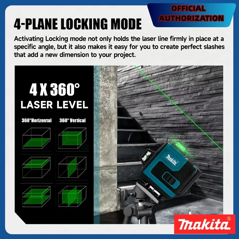 HOT Makita16-Line 360 Horizontal Vertical Cross Level High-Precision Green Light Laser High-Precision Wall-Mounted PortableTool