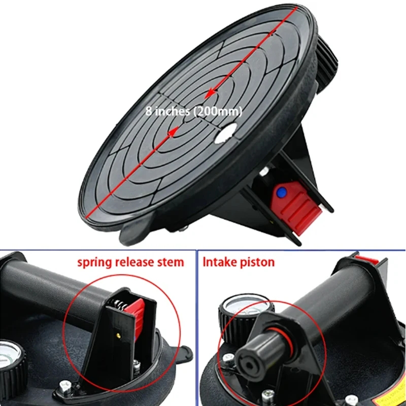 Ventouse sous vide 250 Kg, capacité de transport, ventouse sous vide de 8 pouces, levage robuste pour carreaux de granit et verre, levage manuel