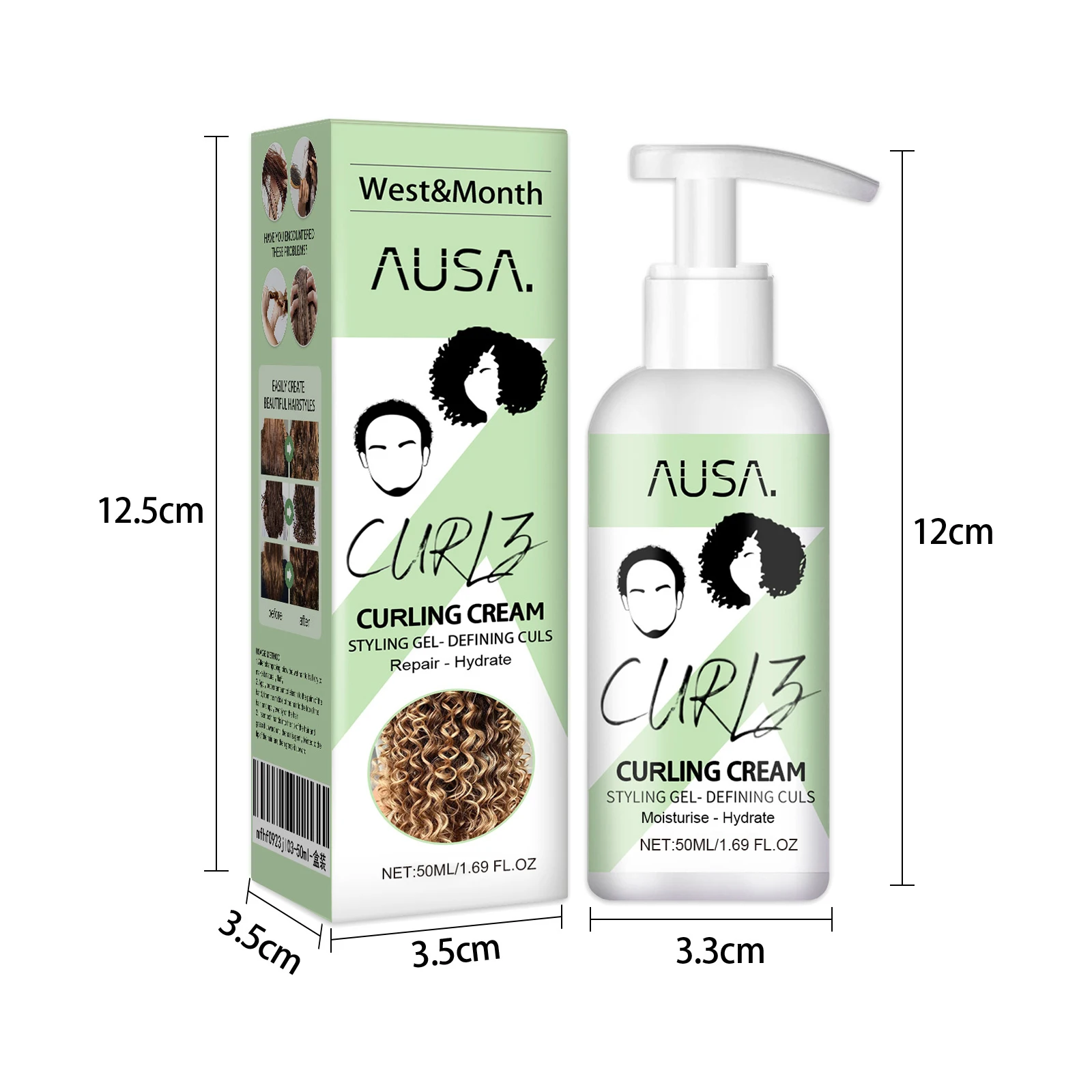 50ml creme de ondulação de cabelo anti-frizz bouncy resiliente realçador loção de estilo evitar quebrando o cabelo suave hidratante cuidados com o cabelo