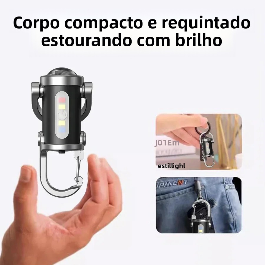 Mini chaveiro portátil lanterna multifuncional cob luz de trabalho 6 modos luz recarregável de emergência para caminhadas busca caminhadas