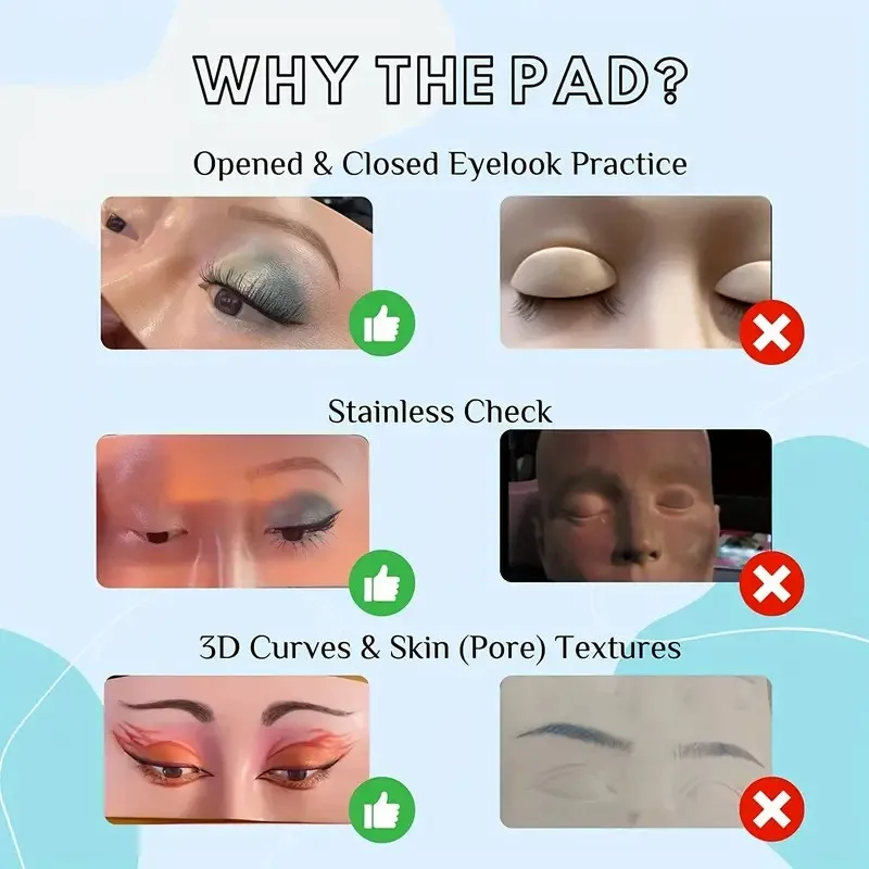 Deska do twarzy do ćwiczeń makijażu, realistyczna wkładka 3D, cień do powiek, eyeliner do brwi, rzęsy, mapowanie realistycznej skóry twarzy, deski do oczu