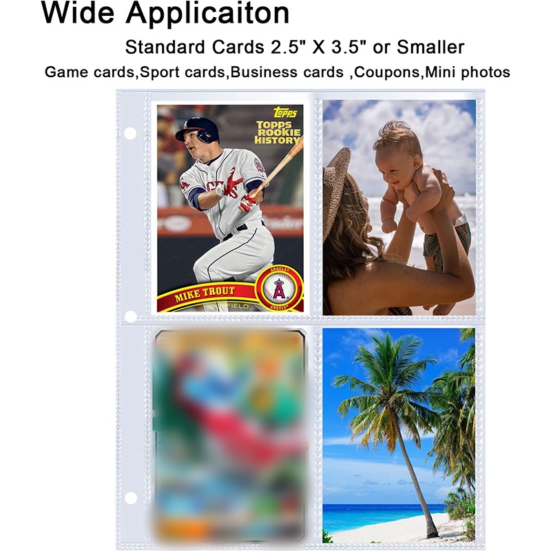 Carpeta de fundas para tarjetas comerciales con 80 bolsillos, fundas para carpetas de tarjetas de béisbol aptas para tarjetero con 3 anillas