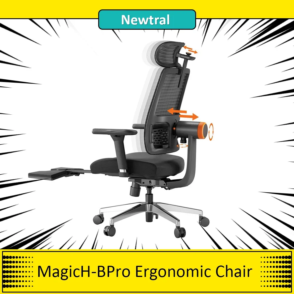 Newtral MagicH-BPro ergonomiczne krzesło Auto-Follow podnóżek podparcie pleców krzesło biurowe regulowany podłokietnik zagłówek podnóżek, siatka 4D