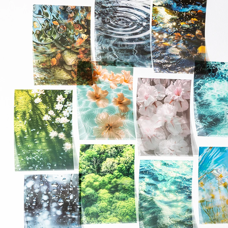 Mr. Paper, 4 styles, 200pcs/book, Four Seasons Scenery Material Book, can write message cards, handmade DIY paper base material