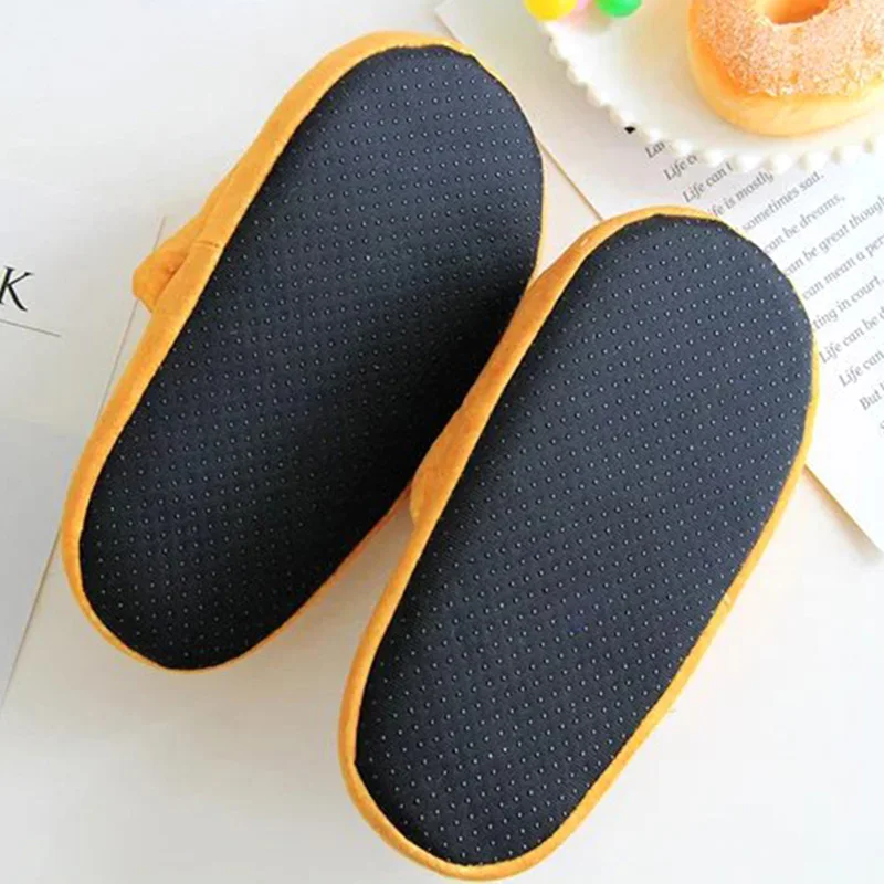 Zapatillas de algodón de pan de simulación, pantuflas de algodón cálidas de felpa antideslizantes con fondo suave para el hogar de invierno