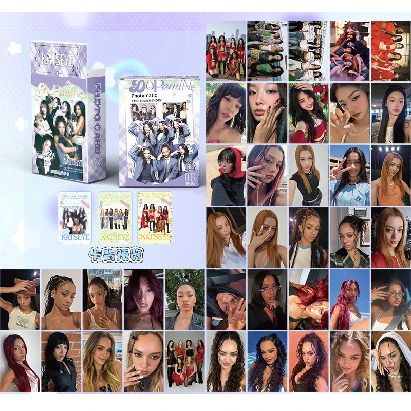 50Pcs/Set Laser Card Kpop Idol KATSEYE Lomo Cards LARA DANIELA MANON MEGAN Printd Photocards Fans Gift