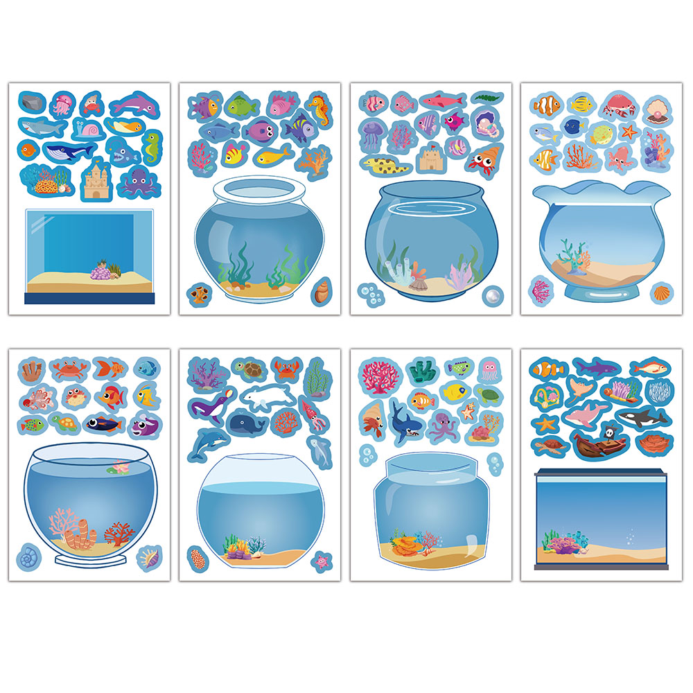 8 STKS Lucky Fish Tank Puzzel Sticker Speelgoed Handgemaakte DIY Notebook Desktop Creatieve Decoratie Waterdicht