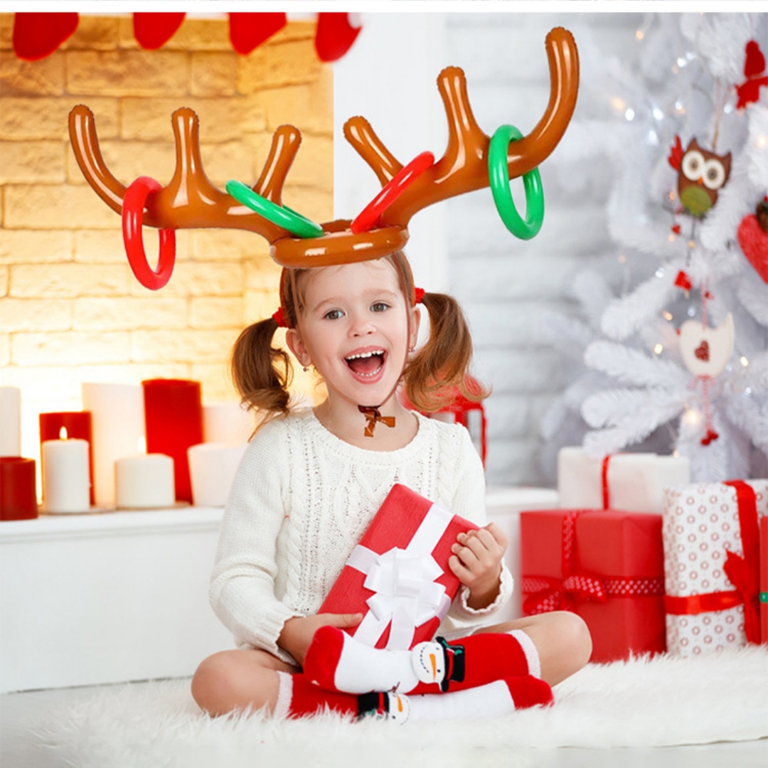 Christmas Antler Headband Elk Antler Headband Throwing Ring Party Inflatable Toy