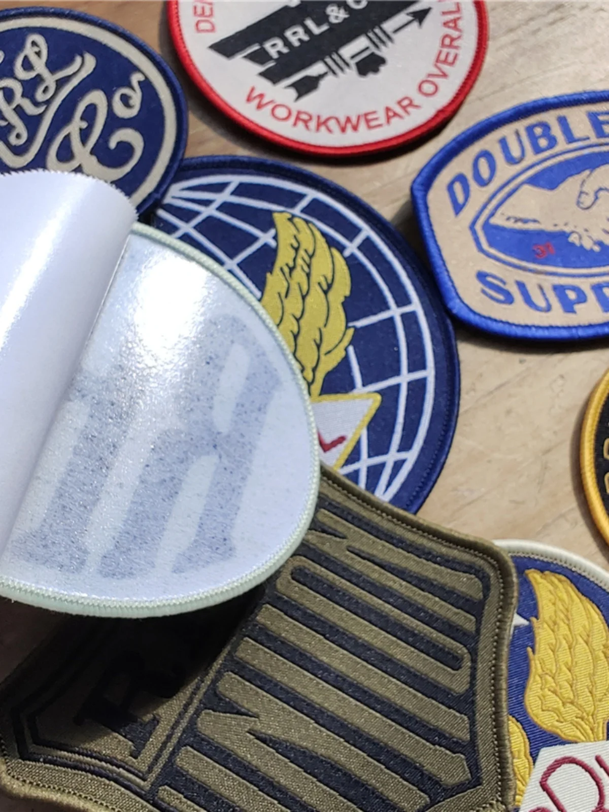 Emblema Bordado RRL Double RL , Patch de Tecido com Adesivo, 8 Estilos com Fundo Adesivo, Acórios Têxteis