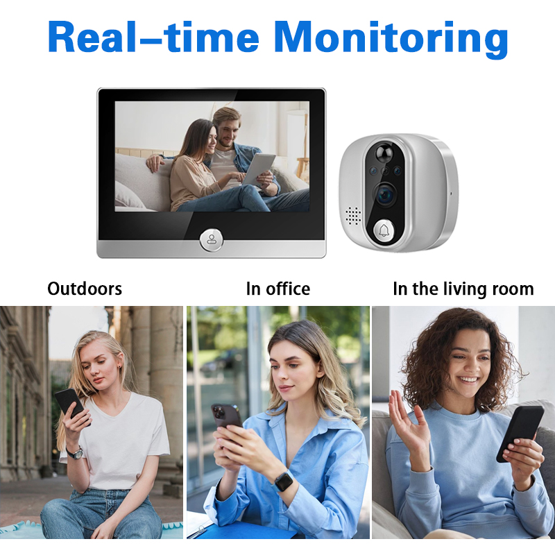 Timbre de vídeo Tuya 1080P WiFi mirilla cámara timbre de puerta PIR ojo de gato 4,3 pulgadas visor de puerta Digital para el hogar para protección de seguridad