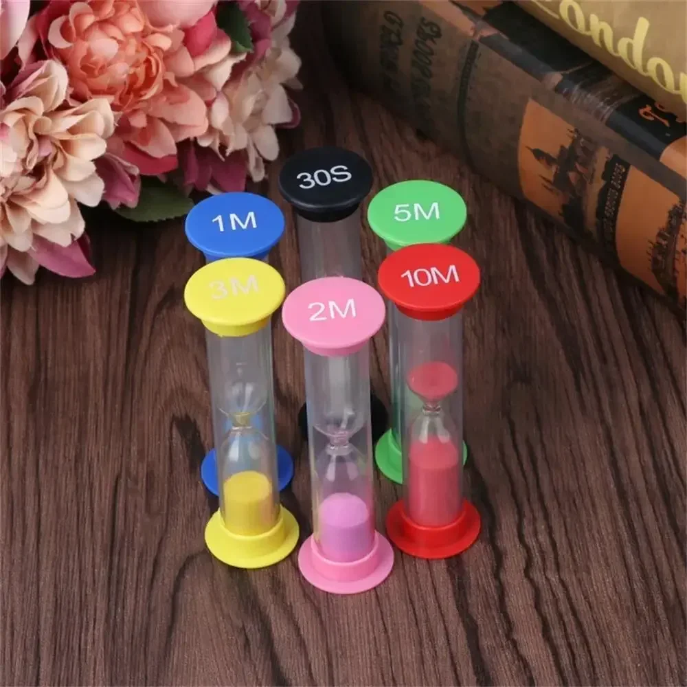 6Pcs Colorful Hourglass Small Hourglass 30 Seconds/1 Minute/2 Minutes/3 Minutes/5 Minutes/10 Minutes Hourglass Timer