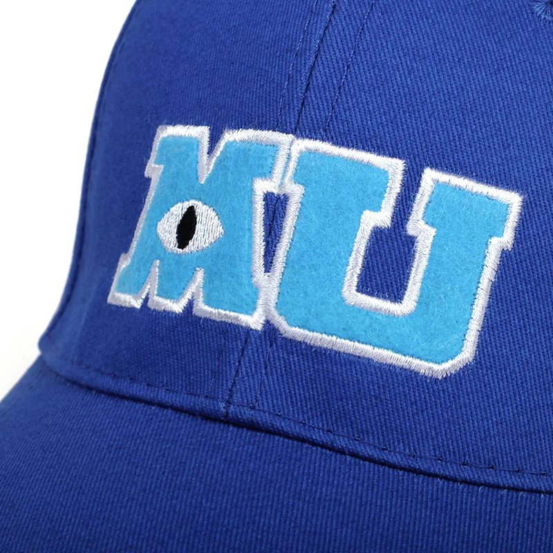 Berretto da baseball da uomo di nuova moda di alta qualità Mostri University Lettere Berretti da ricamo Cappello blu Cappelli con protezione solare Cappelli snapback
