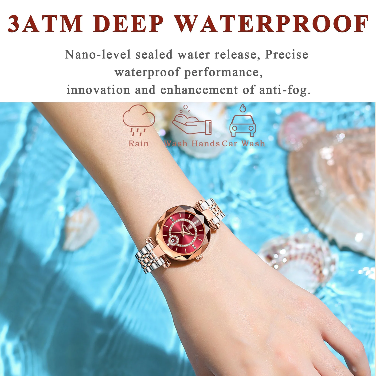 Reloj POEDAGAR de lujo para mujer, reloj de cuarzo con diamantes de alta calidad para mujer, relojes de acero inoxidable con fecha resistente al agua para mujer, reloj + caja