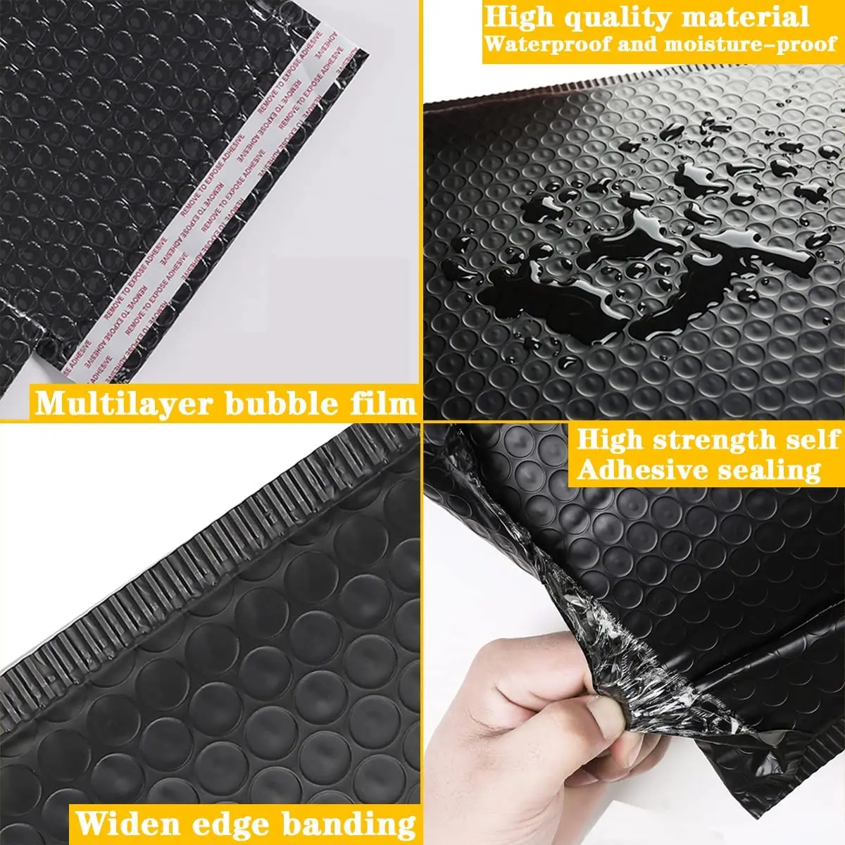 50 Pcs Black Color Bubble Mailer Bubble Padded Mailing Envelopes Mailer Poly for Packaging Self Seal Shipping Bag Bubble Bag