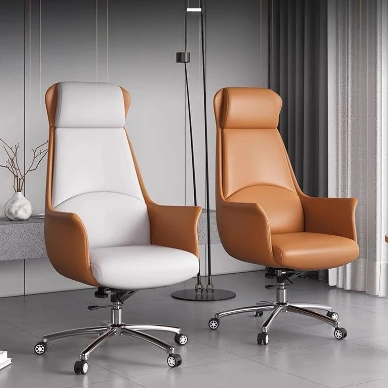 ใหม่แฟชั่นหนัง Boss Office เก้าอี้สํานักงานตามหลักสรีรศาสตร์นั่งสบาย Home Study เก้าอี้