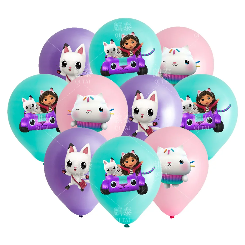 Juego de globos de helio de látex para casa de muñecas Gabby, 10 Uds., 12 pulgadas, decoración de globos para fiesta de Baby Shower, suministros para fiesta de cumpleaños para niña