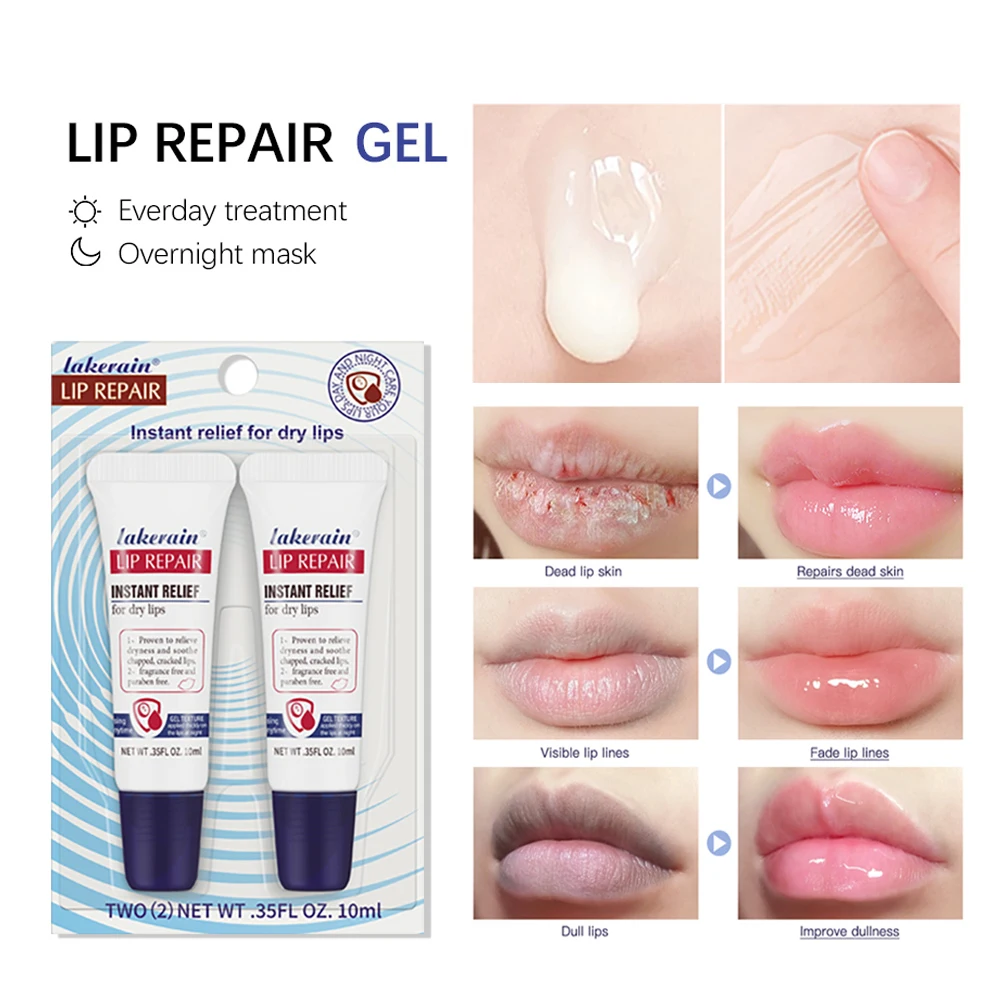 2 pçs/lote hidratante reparação labial gel alívio instantâneo para lábios secos líquido bálsamo labial paraben livre produto de cuidados com os lábios reduzir a linha dos lábios