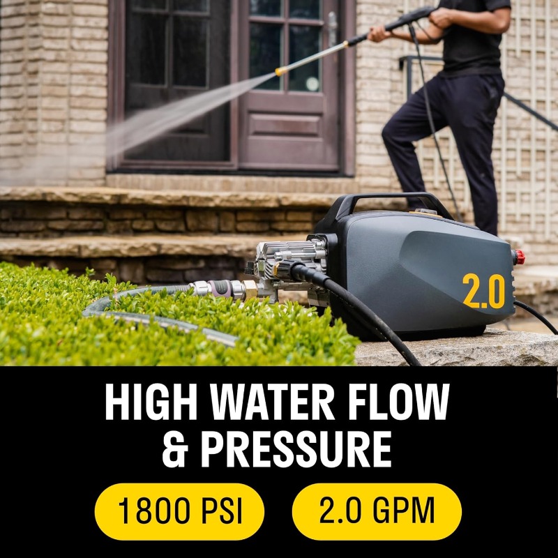 2.0 Electric Pressure Washer - 2.0 GPM Flow and 1800 PSI Peak Pressure, Pressure washers for Power Wash, Power Washers